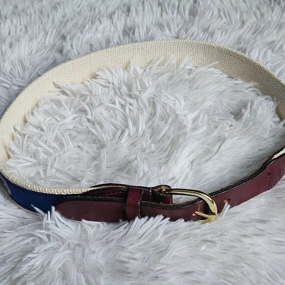 Cape Cod Belt HARDING ACADEMY Waistband Blue Canvas Belt Size 26-27 in - Picture 7 of 8